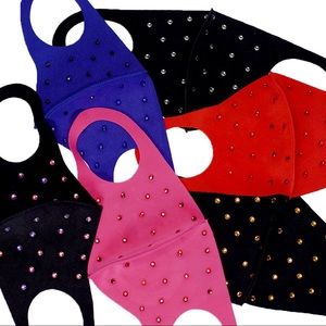Rhinestone face mask.